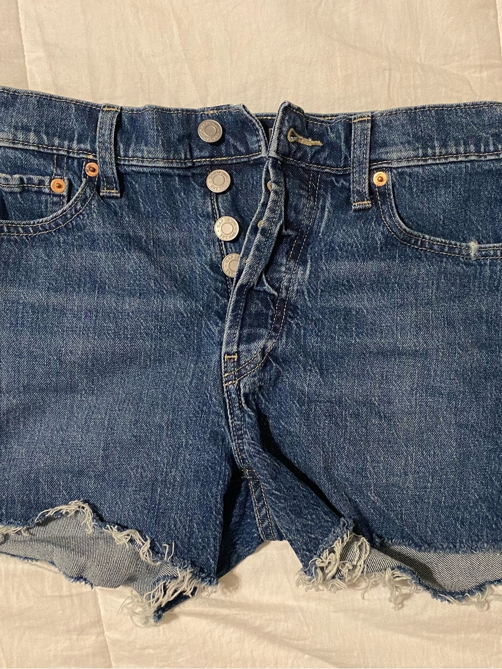 GAP Distressed Dark Blue High-Rise Denim Jean Shorts